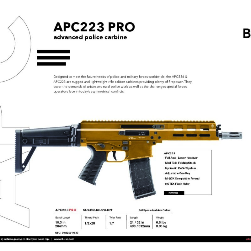 B&T APC223 PRO 10.3” SBR in RAL8000 BT-361657-RAL-SBR-MBT