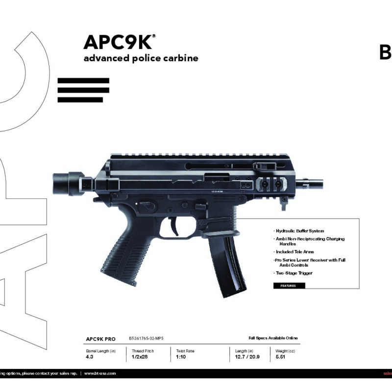B&T APC9K MP5 Mag Model with Billet Machined Lower & Telescopic Brace Adapter BT-361765-02-MP5