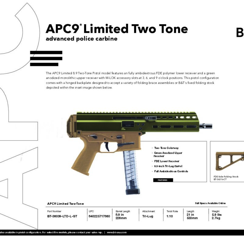 APC9 Limited Two Tone Green Upper, Tan Low Receiver