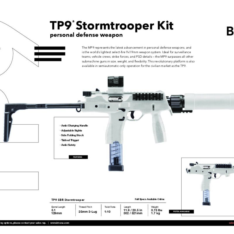 B&T TP9 Stormtrooper Edition SBR (Alpine White) BT-30105-N-SBR-ST-FS