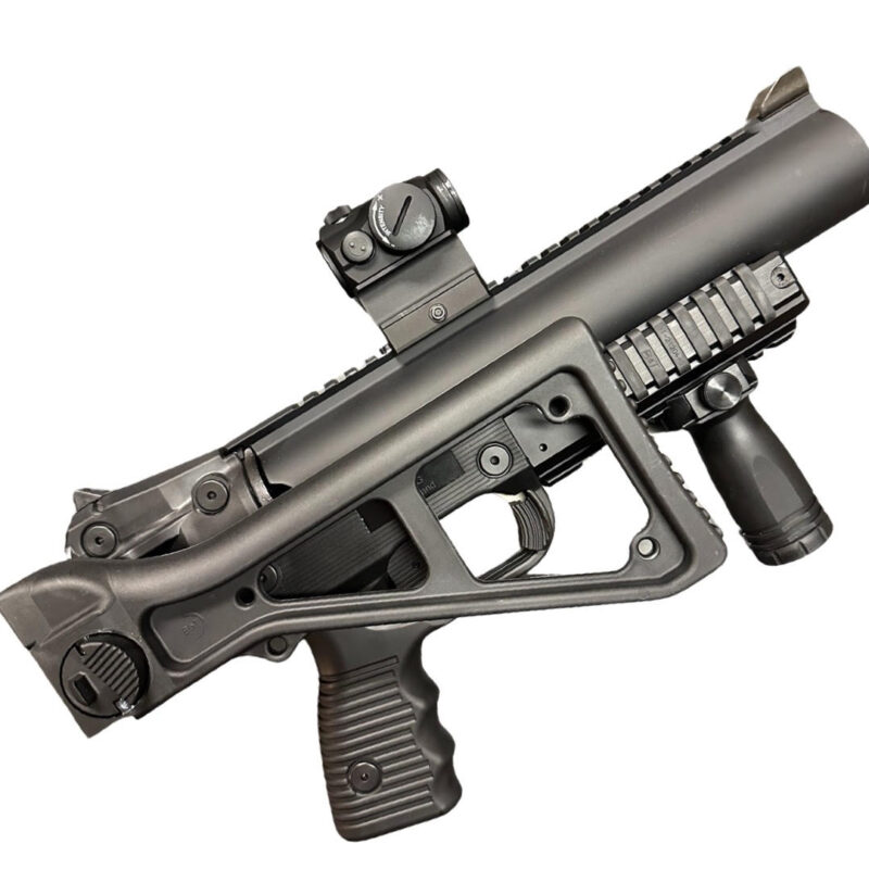 B&T GL06 Flare, B&T GL06 flare signal device with stock, GL06 37mm flare launcher black panels, B&T GL06 signal device, 37mm flare launcher with stock, GL06 flare device USA