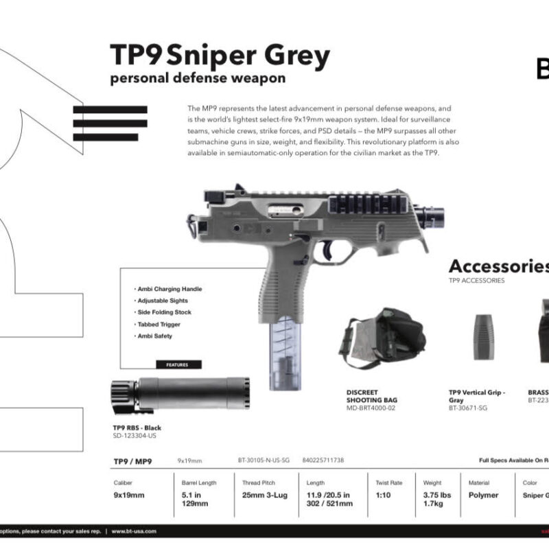 B&T TP9 Vertical Grip VFG – GREY *(Available for customers who buy a Grey TP9 from us)